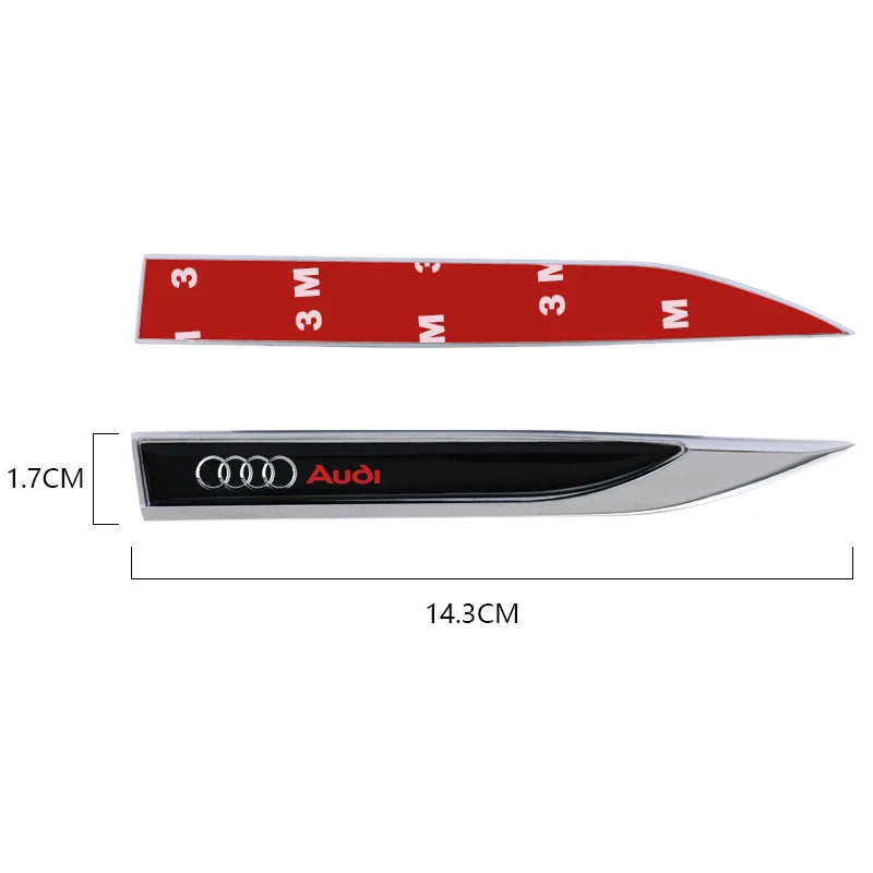 2PCS Car Side Fender Knife Stickers Logo For Audi A3 A4 A5 A6 A7 A8 S3 S4 Q2 Q3