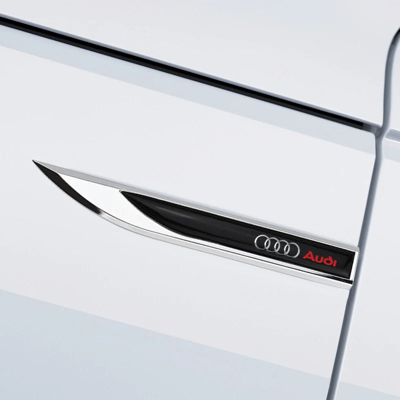 2PCS Car Side Fender Knife Stickers Logo For Audi A3 A4 A5 A6 A7 A8 S3 S4 Q2 Q3